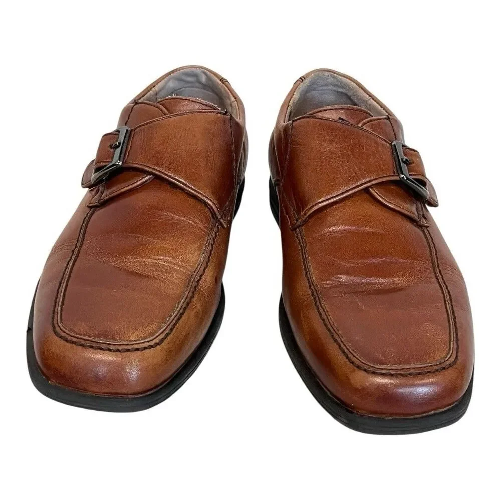 Florsheim Boys' Reveal Monk Jr Strap Cognac Leather Dress‎ Shoes 16541-221 12M